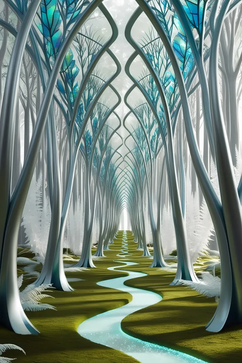 Corridoi cristallini: Una foresta da sogno alluminio dibond da Artistic-shop