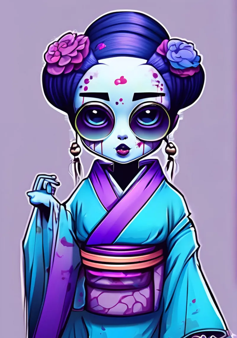 Black Geisha 5 poster con telaio in alluminio da Rezh creations