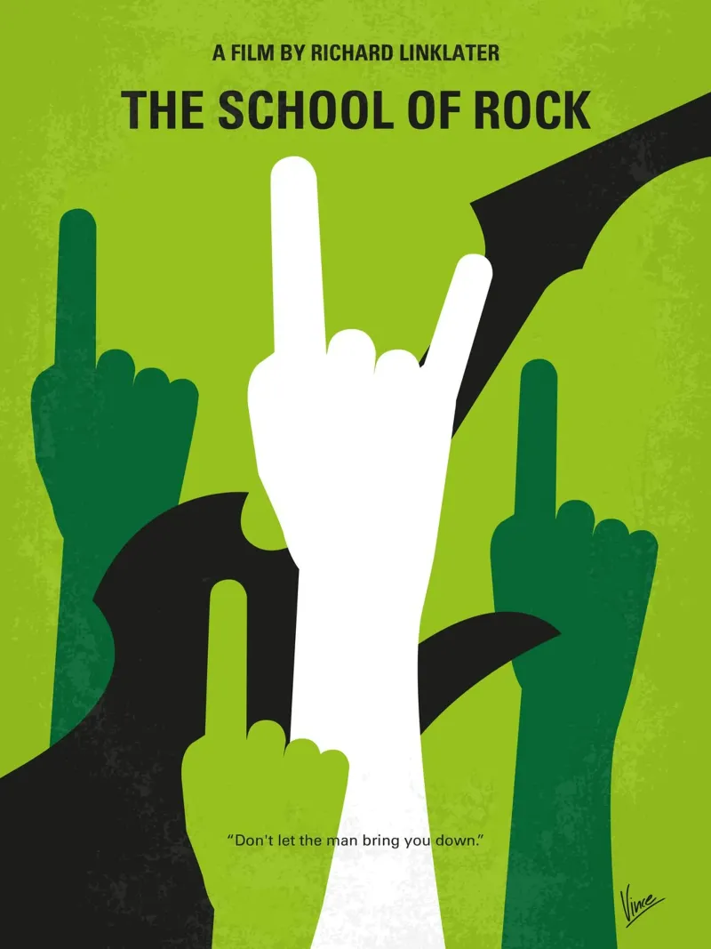 No668 My The School of Rock minimal movie poster canvas met Baklijst van Chungkong