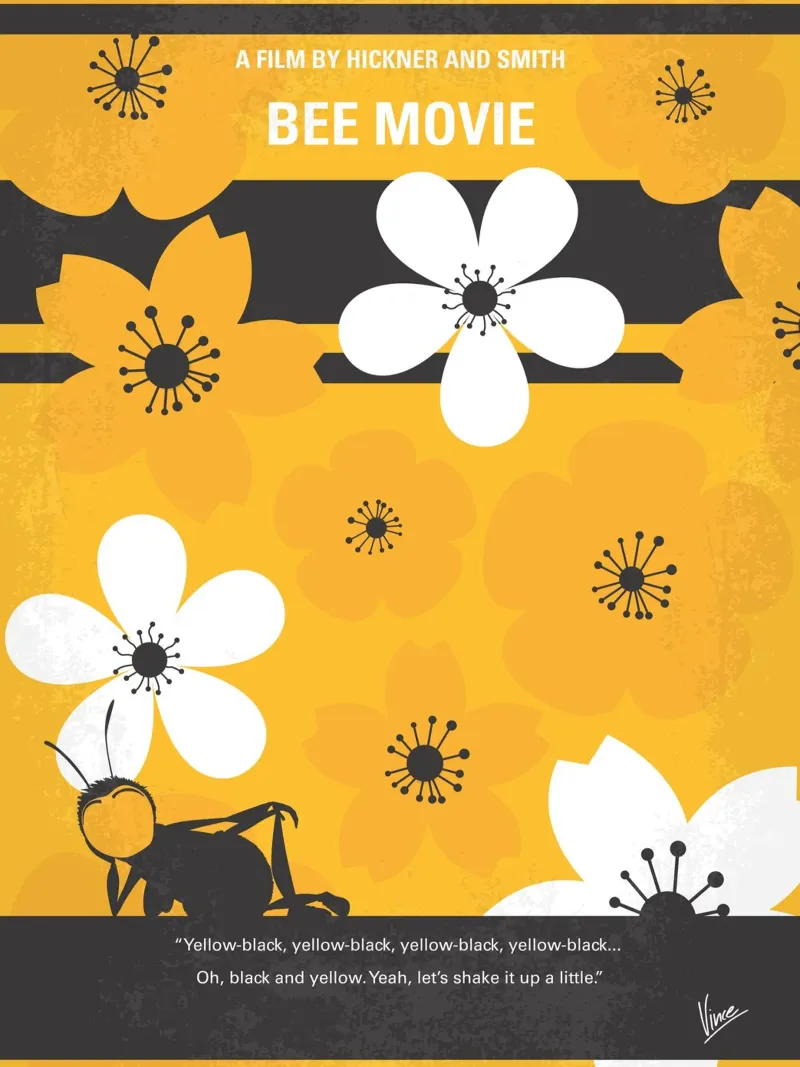No687 My Bee Movie minimal movie poster poster avec cadre en aluminium de Chungkong