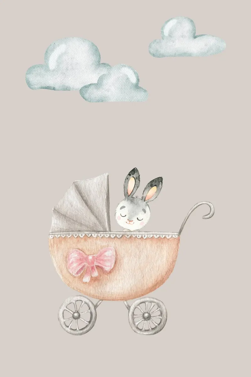 La passeggiata del coniglietto poster con telaio in legno da Doodle Dreams Art