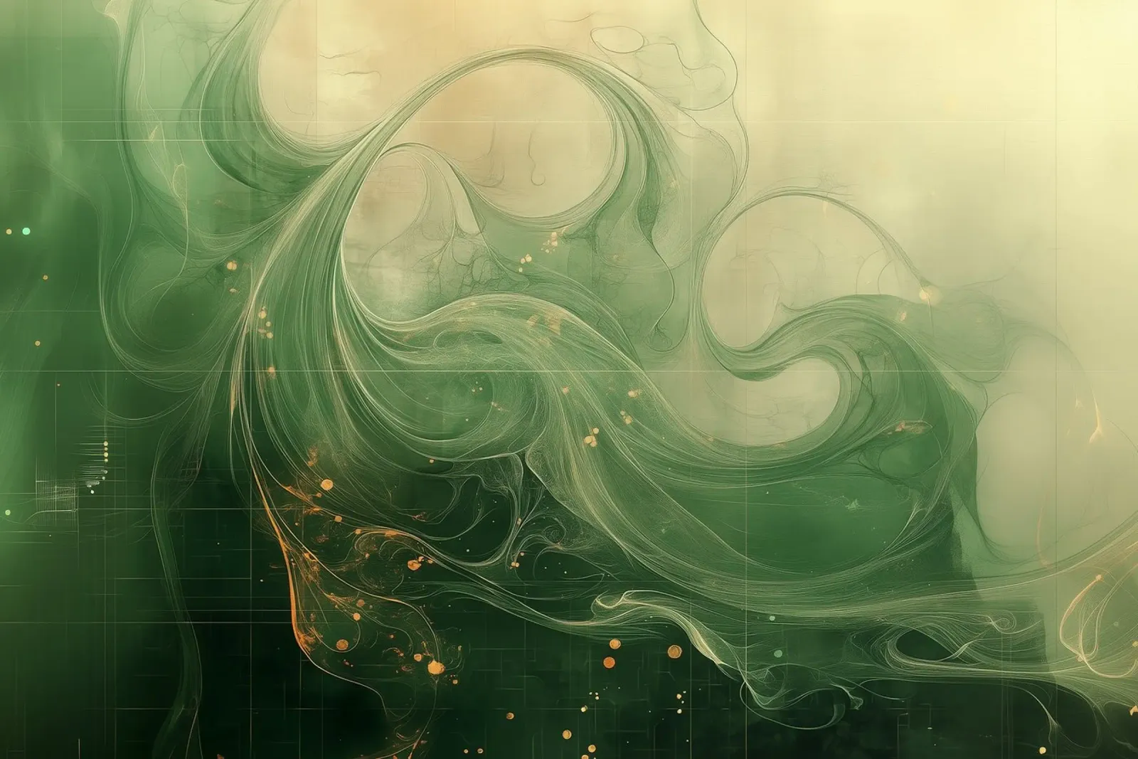 Abstract green wave watercolor poster with plastic frame by Little Things