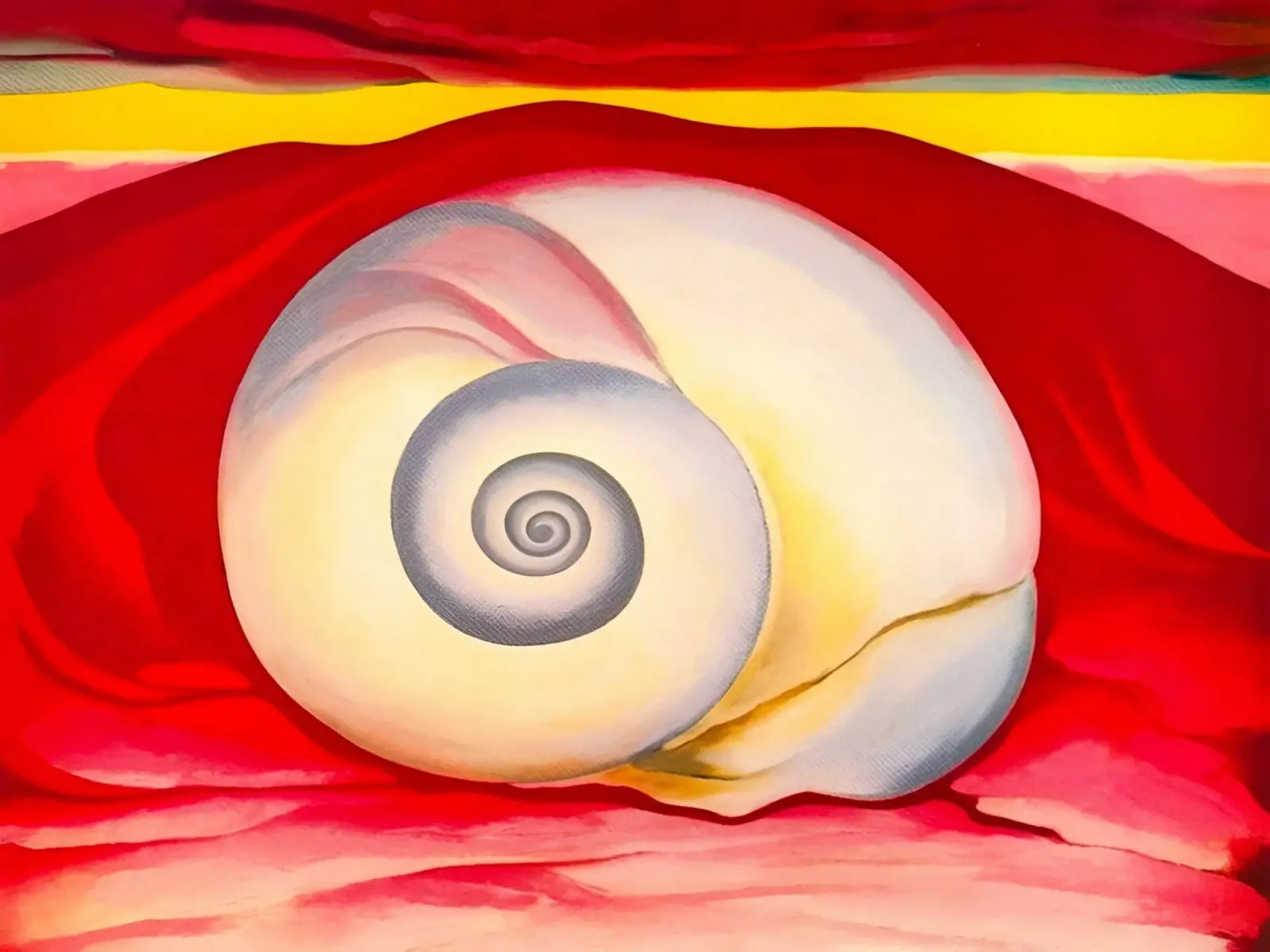 Georgia O'Keeffe - Red hill and white shell, 1938 canvas with Floater frame by Kinsley