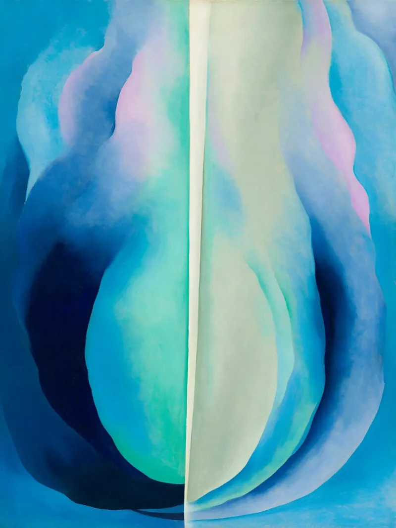 Georgia O'Keeffe - Abstractie Blauw canvas met Baklijst van Kinsley
