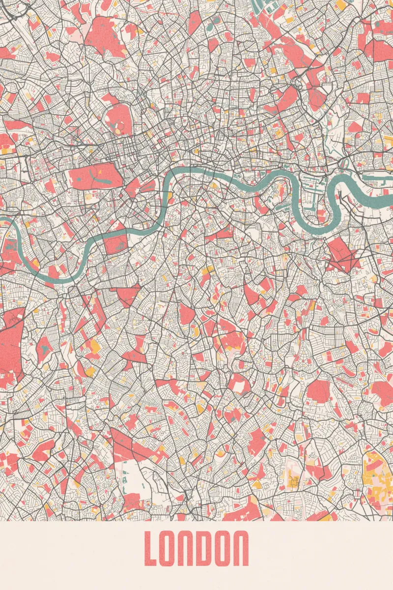 Scoprire Londra - Elegante mappa della città in una stampa d'autore carta hahnemühle da MOOODZART
