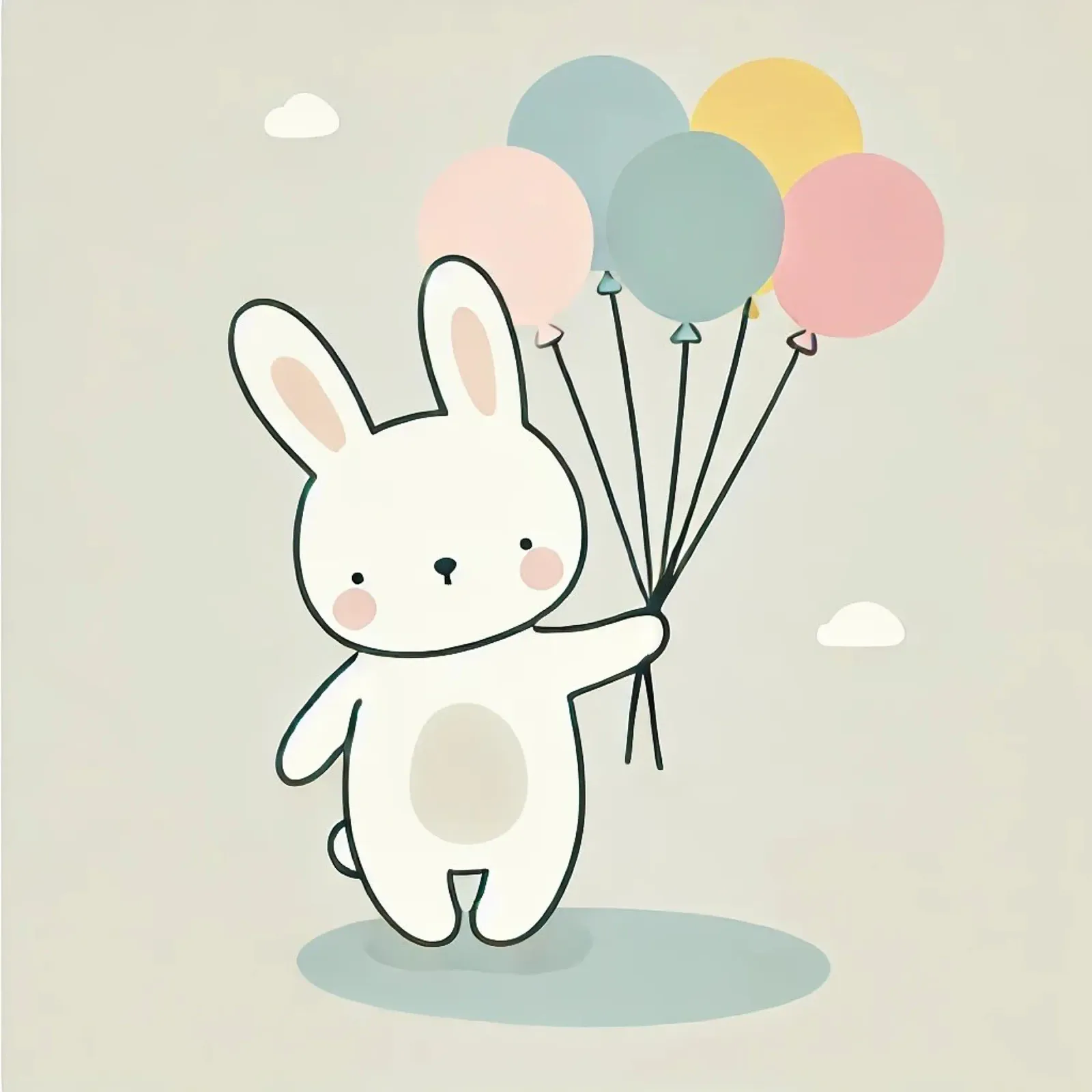 Bunny with balloons hahnemühle by Alegria Fantasia