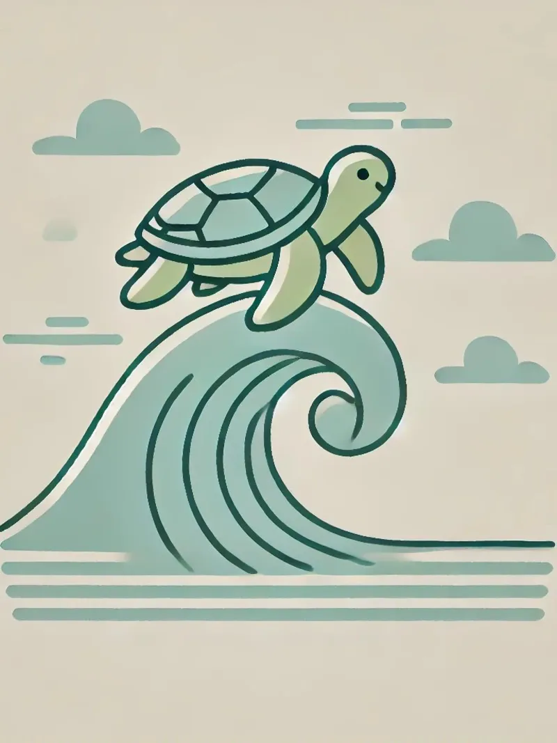 Turtle on a wave canvas by Alegria Fantasia