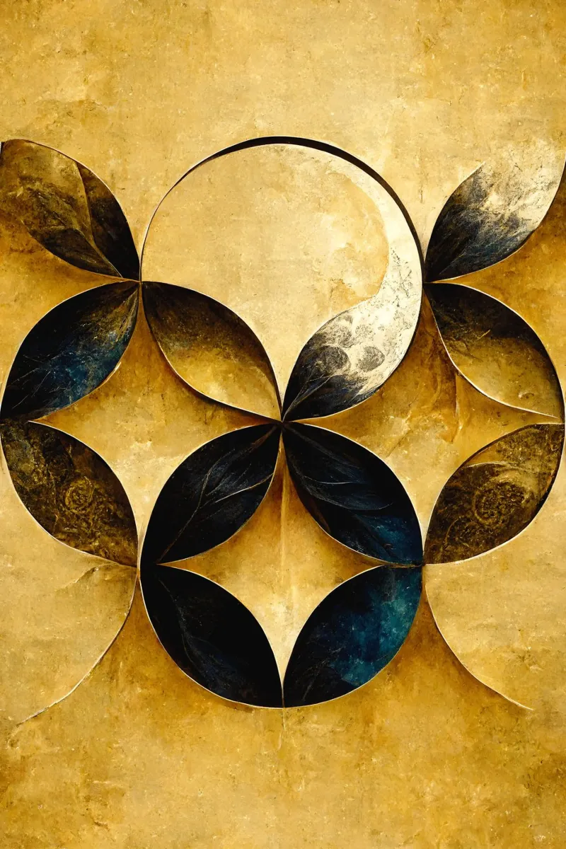 Golden Flower Of Life poster con telaio in legno da treechild