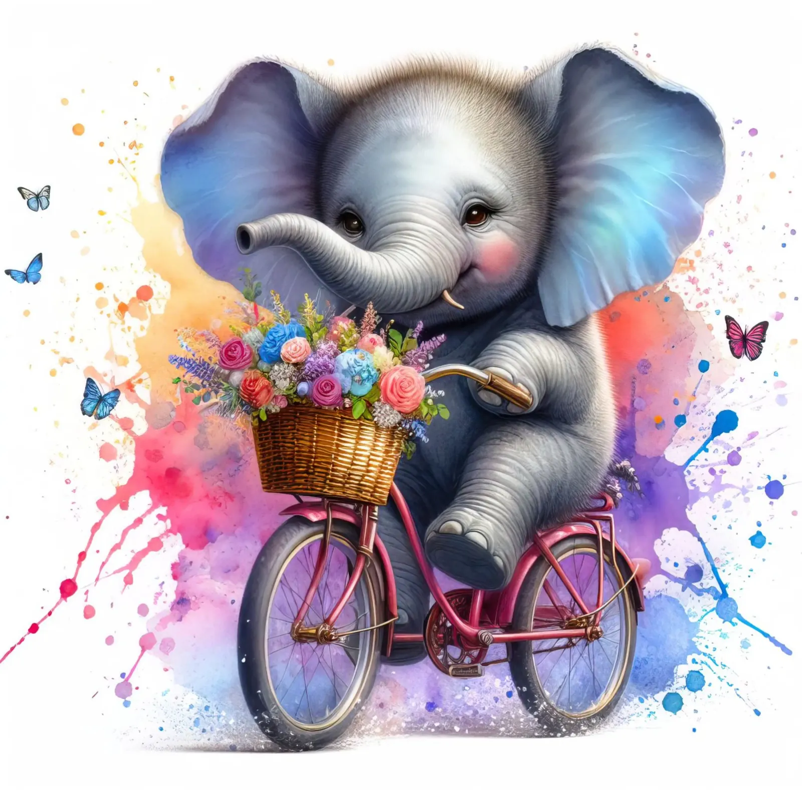 Elephant on a bicycle canvas with Floater frame by 🎁 ARTVI-SHOP