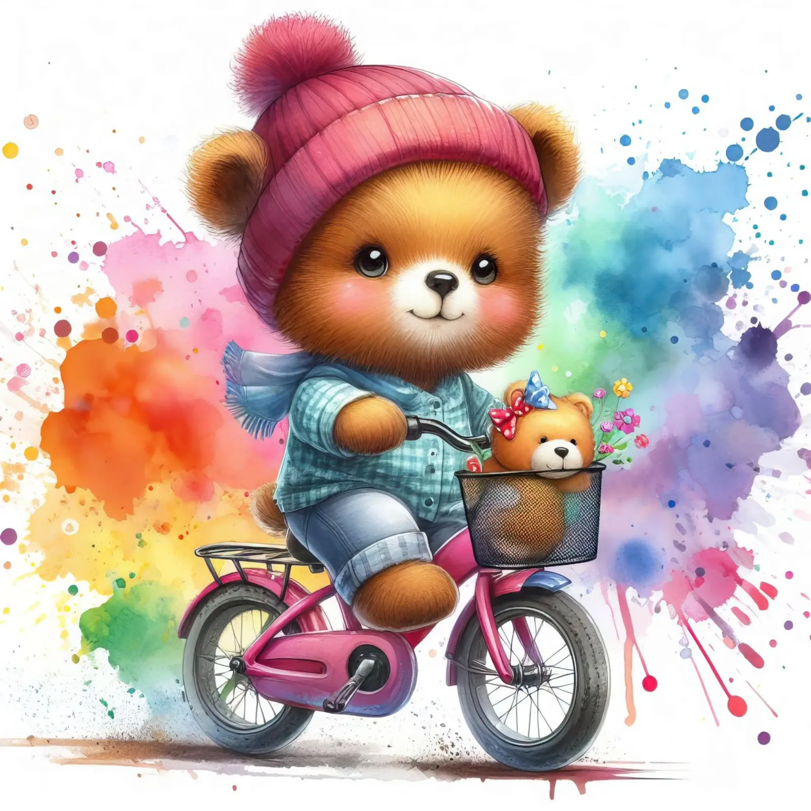 Orso in bicicletta carta hahnemühle da 🎁 ARTVI-SHOP