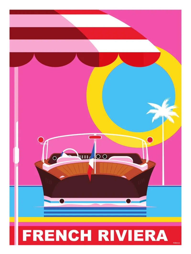 Costa Azzurra poster con telaio in alluminio da Raphaël Delerue