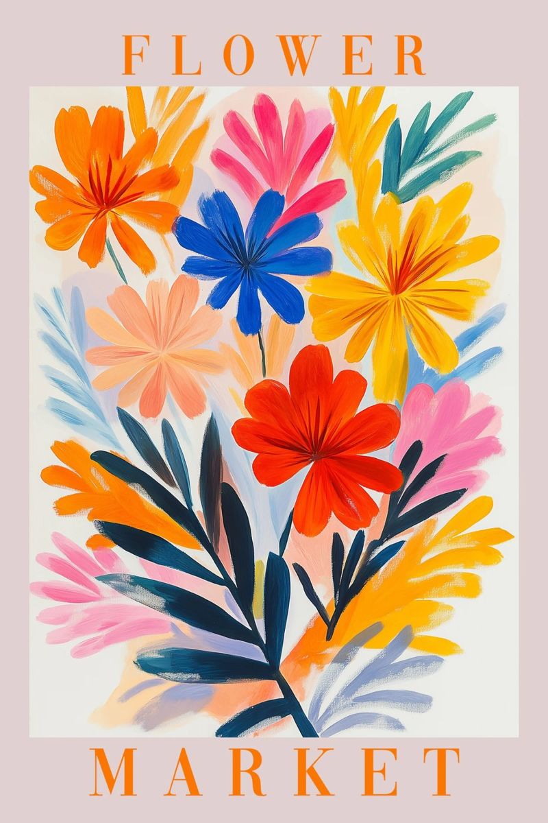 Magische bloemenmarkt in de lente poster van Carinaprint