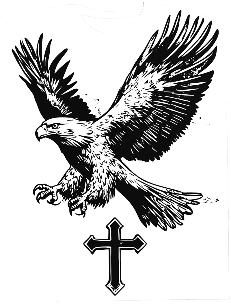 Aquila e croce | Fede poster con telaio in legno da Autofocus