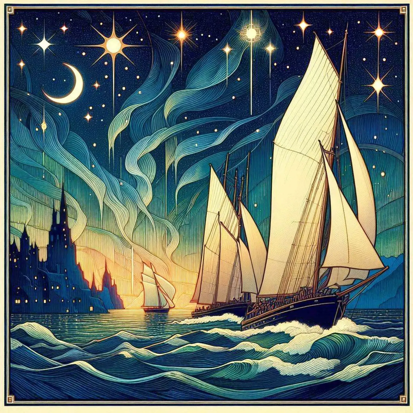 Sailing north pellicola backlit da Art-Nouveau-Dsg