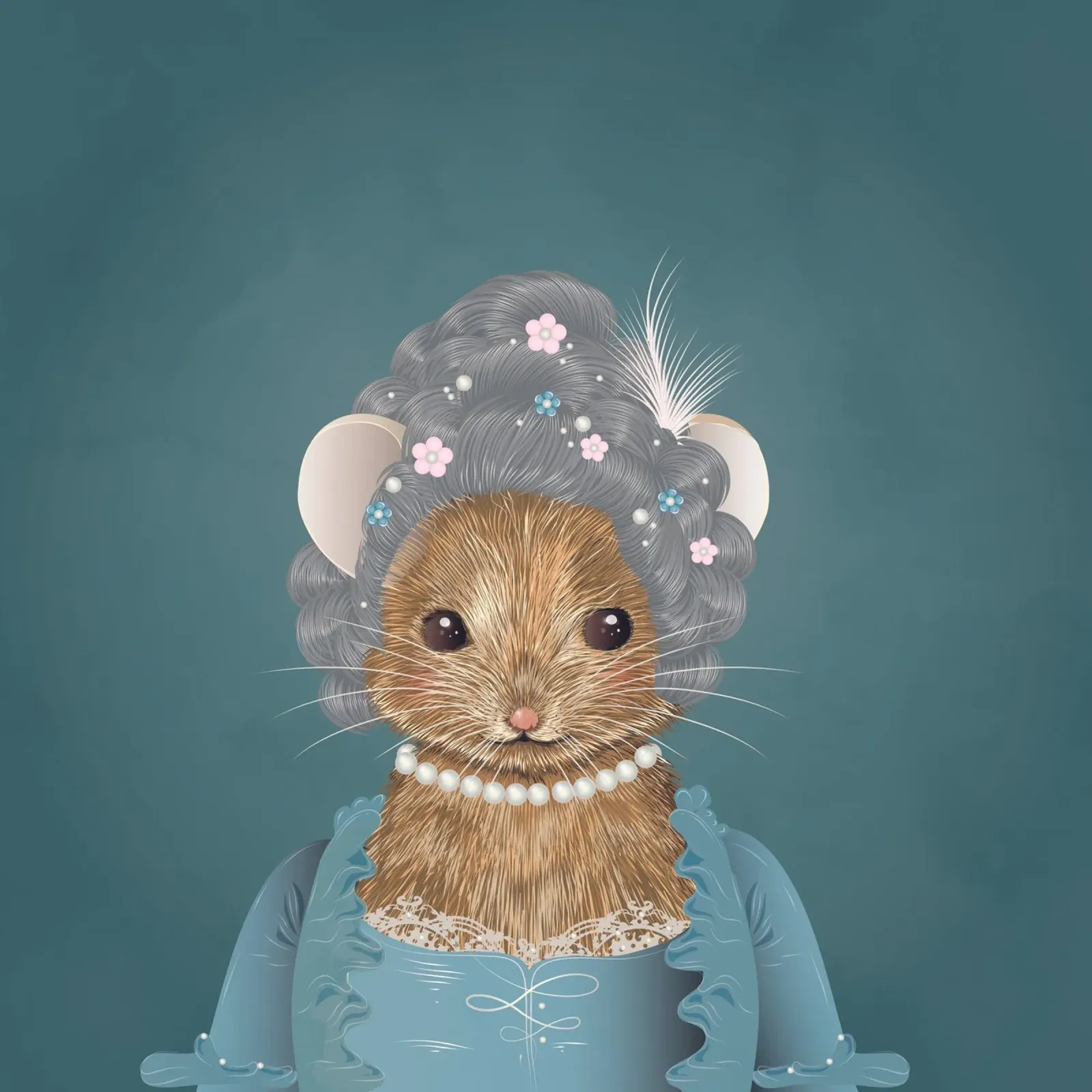 Rococo mouse - Elegant grace with animal charm canvas by kisho art