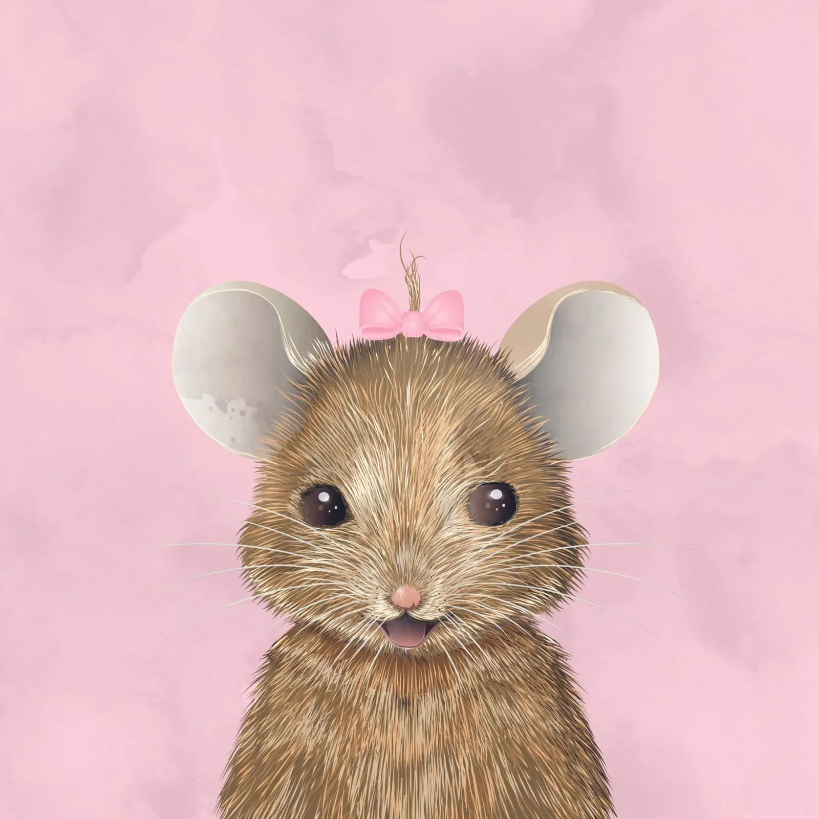 Happy mouse with bow - cute and full of joy hahnemühle by kisho art