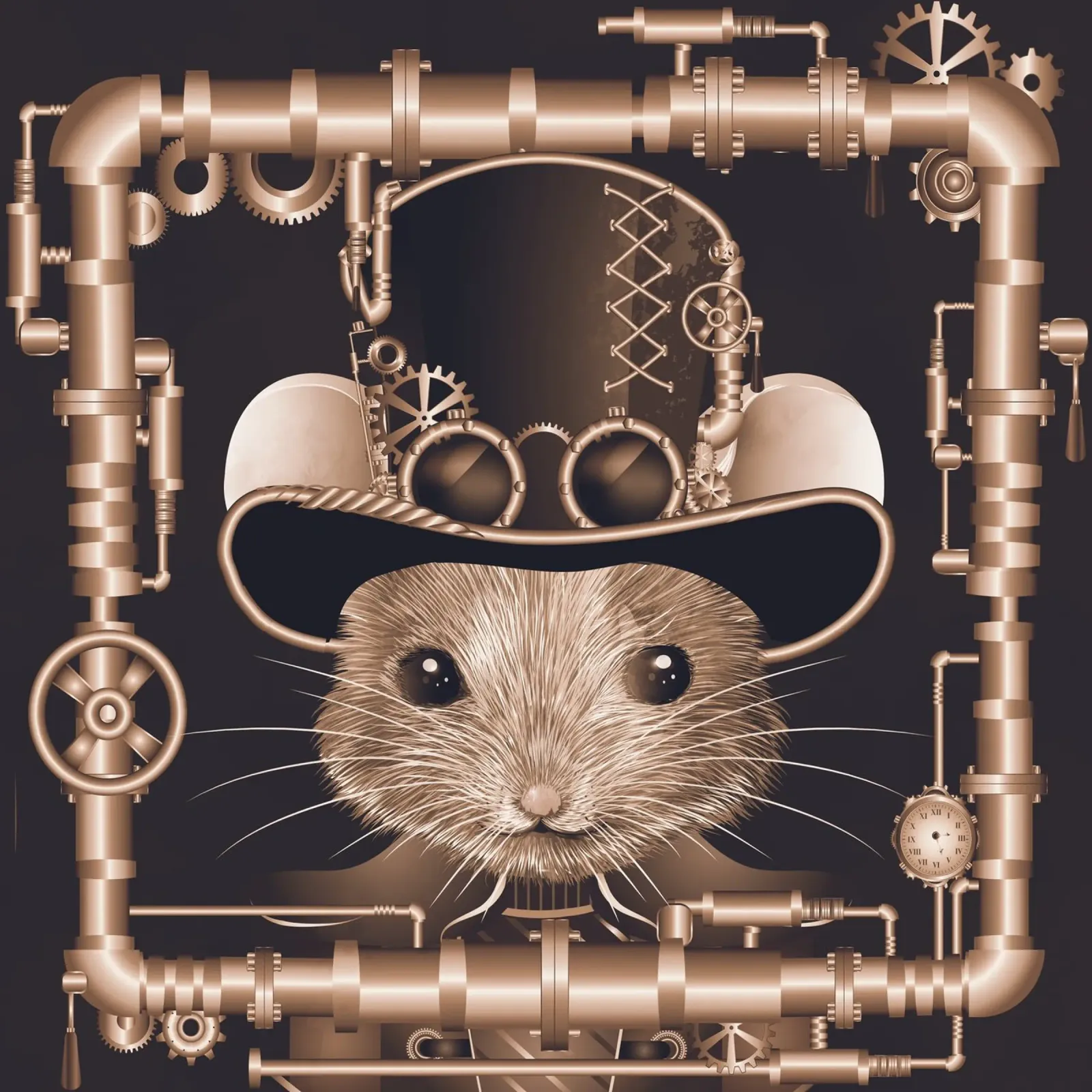 Steampunk mouse - creative and futuristic canvas by kisho art