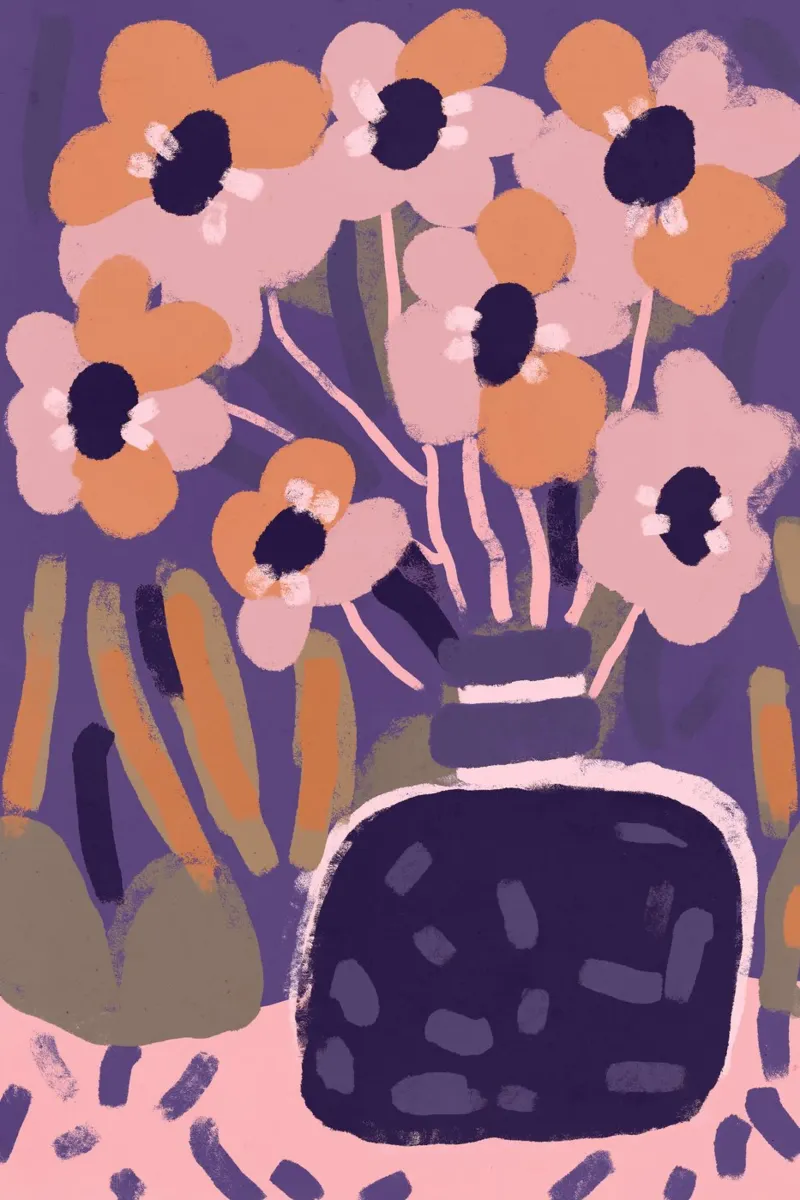 Pastel Flower Impression No 5 poster con telaio in plastica da treechild