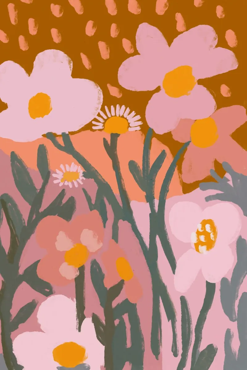 Pastel Flower Impression No 8 poster con telaio in alluminio da treechild