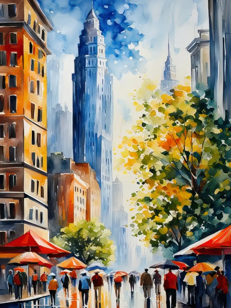 Acquerello di New York alluminio dibond da 🎁 ARTVI-SHOP