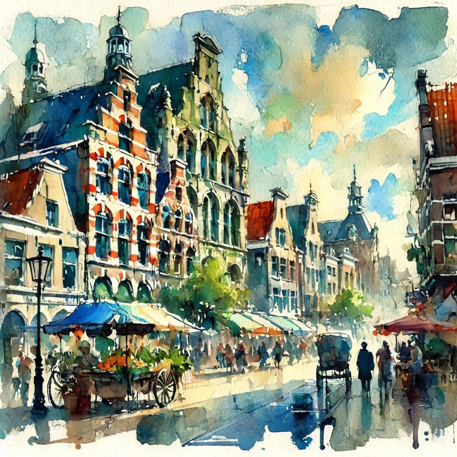 Market in Groningen poster by Travel with Chris