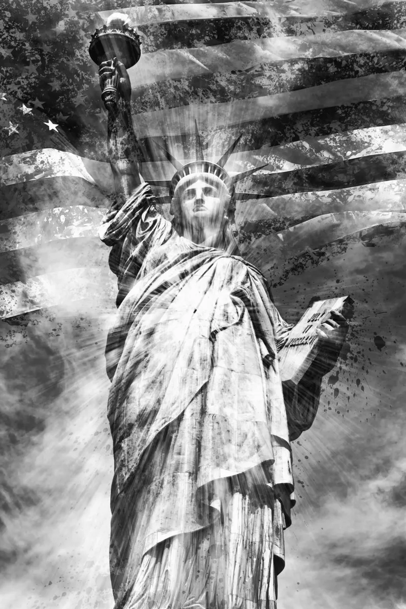 Arte monocromatica STATUA DELLA LIBERTÀ poster da Melanie Viola