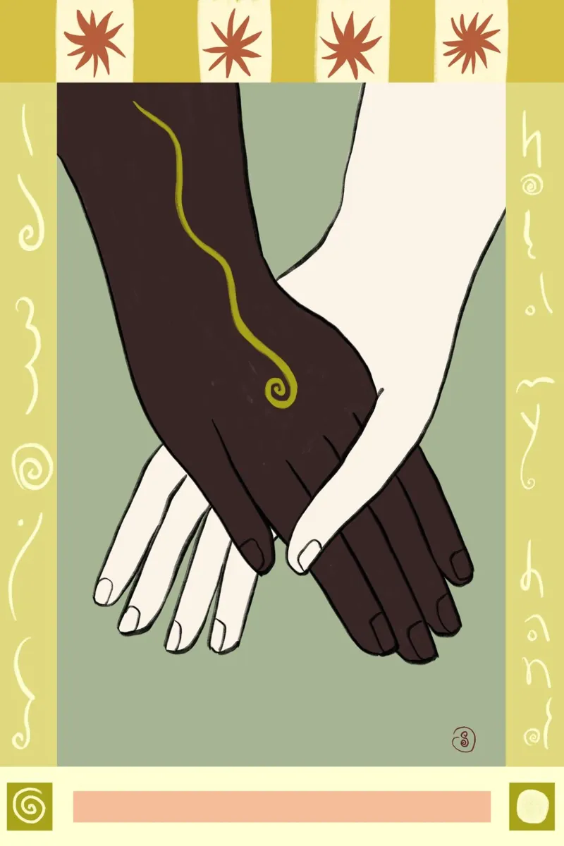 RITUAL OF HOLDING HANDS alu-dibond by Sandra Poliakov