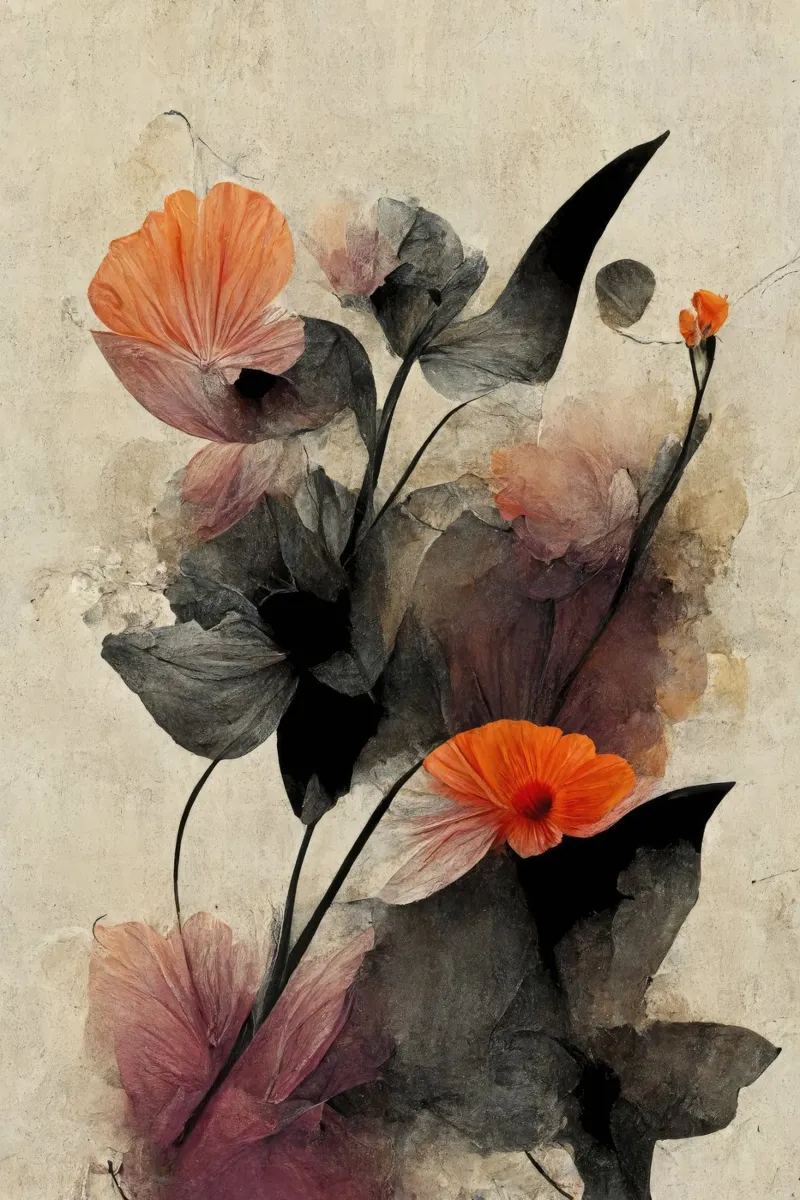 Peach Dry Flowers poster con telaio in alluminio da treechild
