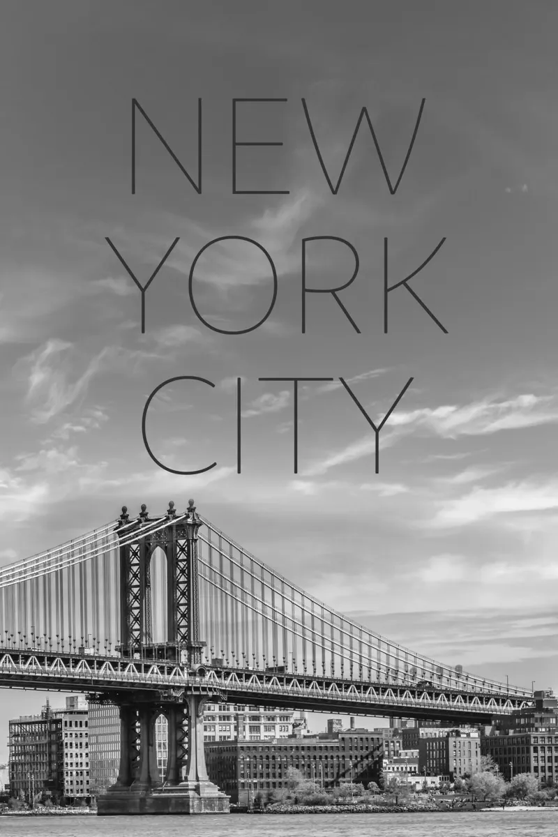 NYC Manhattan Bridge | Text & Skyline hahnemühle by Melanie Viola
