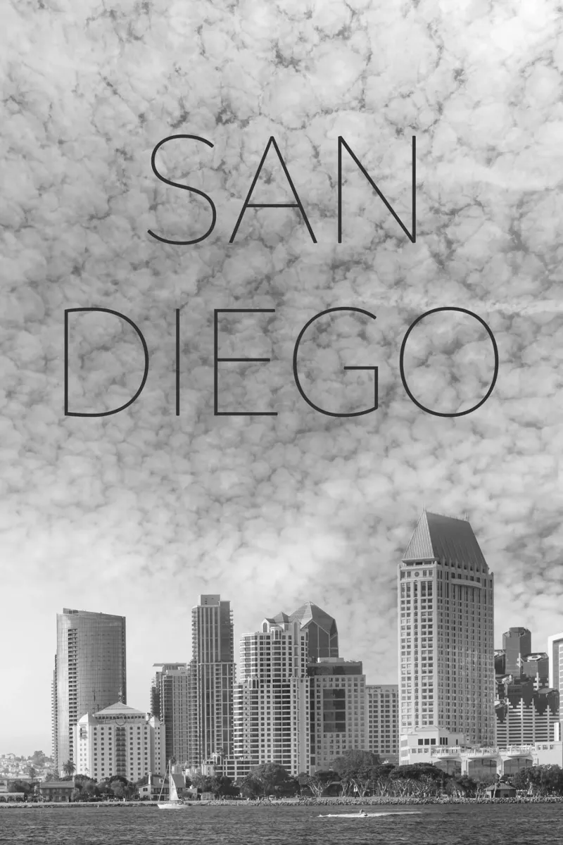 Skyline di SAN DIEGO | Testo alluminio dibond da Melanie Viola