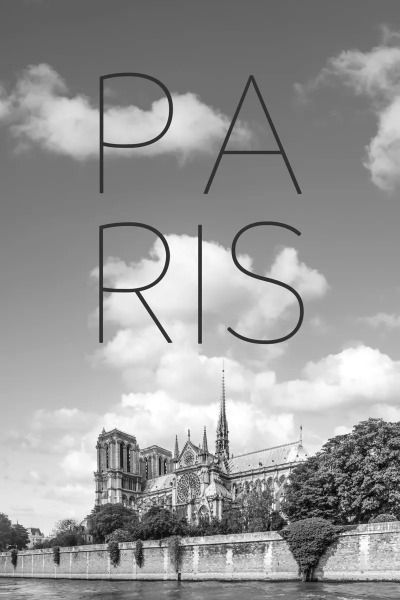 PARIS Kathedrale Notre-Dame | Text & Skyline Forex-Platte von Melanie Viola