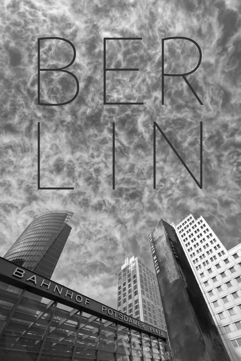 BERLINO Potsdamer Platz | Testo e skyline poster da Melanie Viola