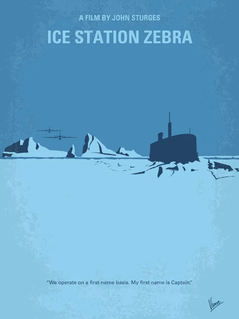 No711 My Ice Station Zebra minimal movie poster carta hahnemühle da Chungkong