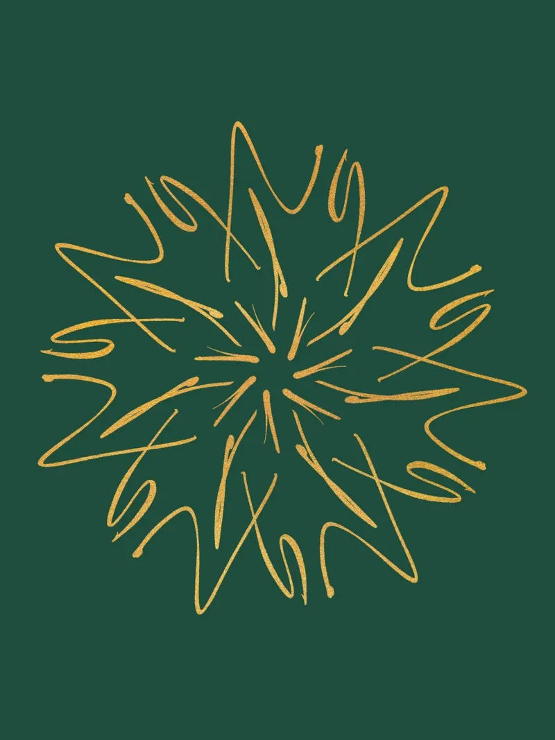 Snowflake Christmas Star | Pine Green & Gold tela con Cornice a cassetta da sabidussi
