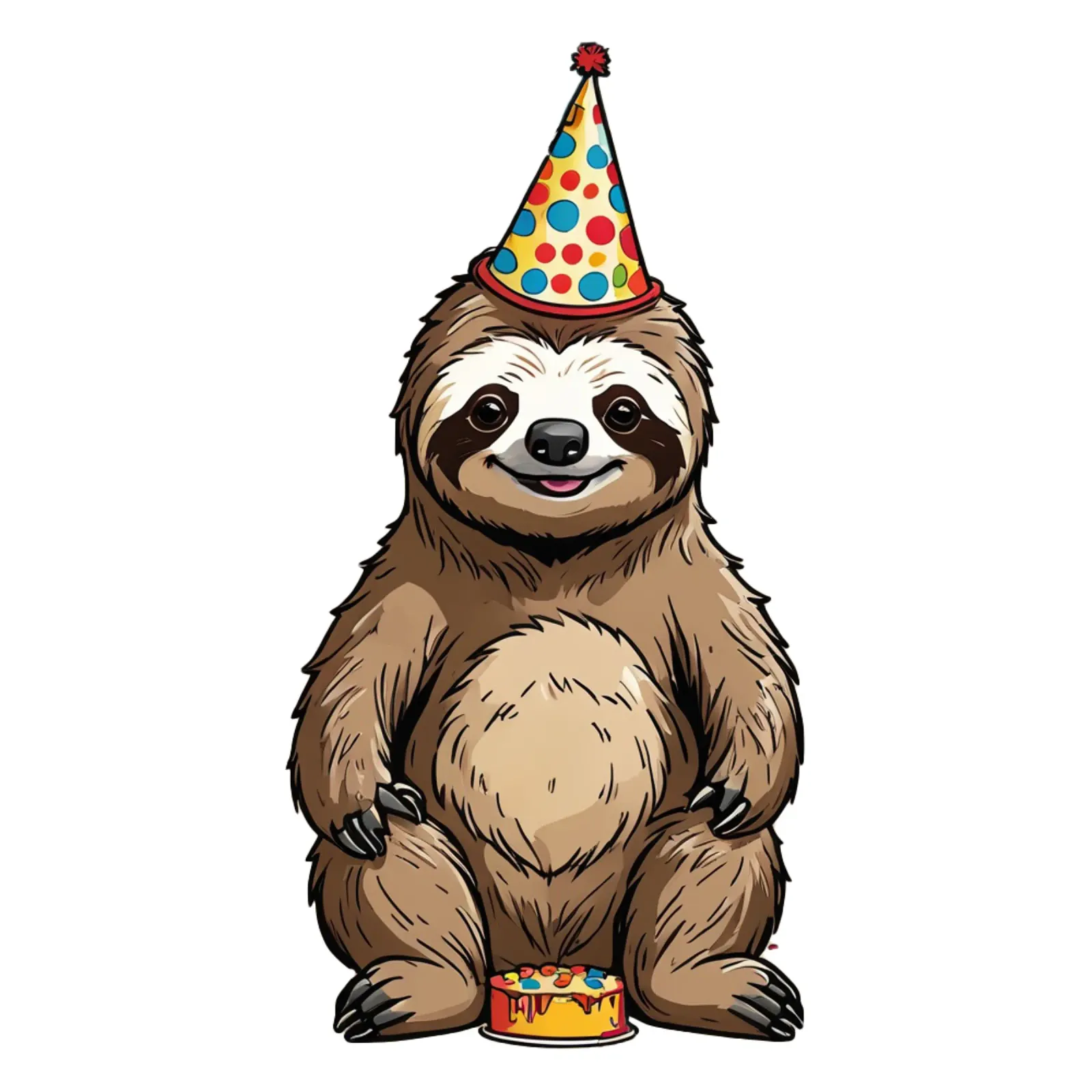 Geburtstag Faultier | mit Kuchen und Partyhut | süße Tiere pellicola backlit da schoenverpacktde