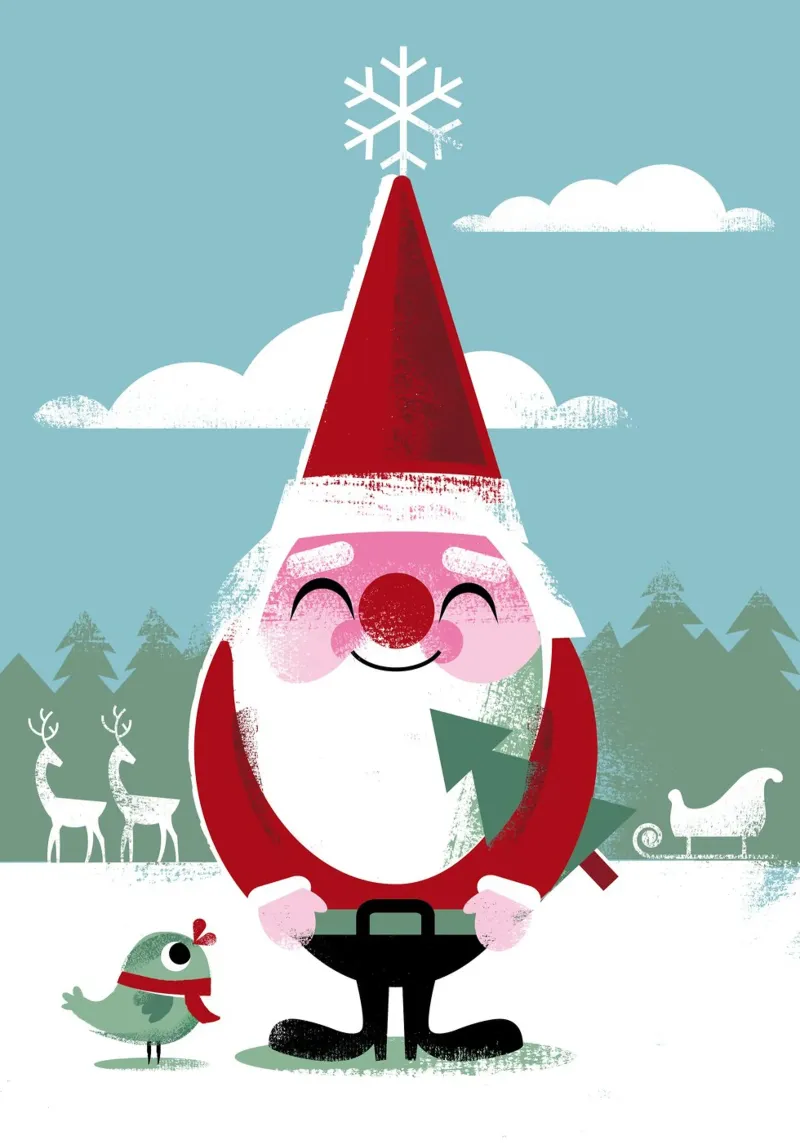 Weihnachtsmann Poster mit Aluminium Rahmen von Looks n Brains