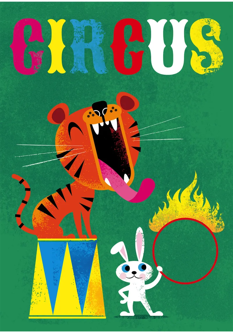 Circo poster con telaio in legno da Looks n Brains