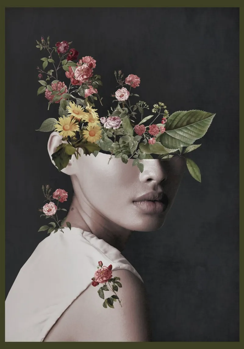 Floral Portrait 34 poster avec cadre en bois de dada22