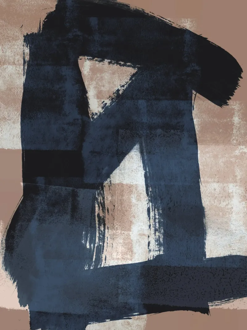 Just Tan and Indigo 2 | Expressive Minimalist Abstract metacrilato de sabidussi