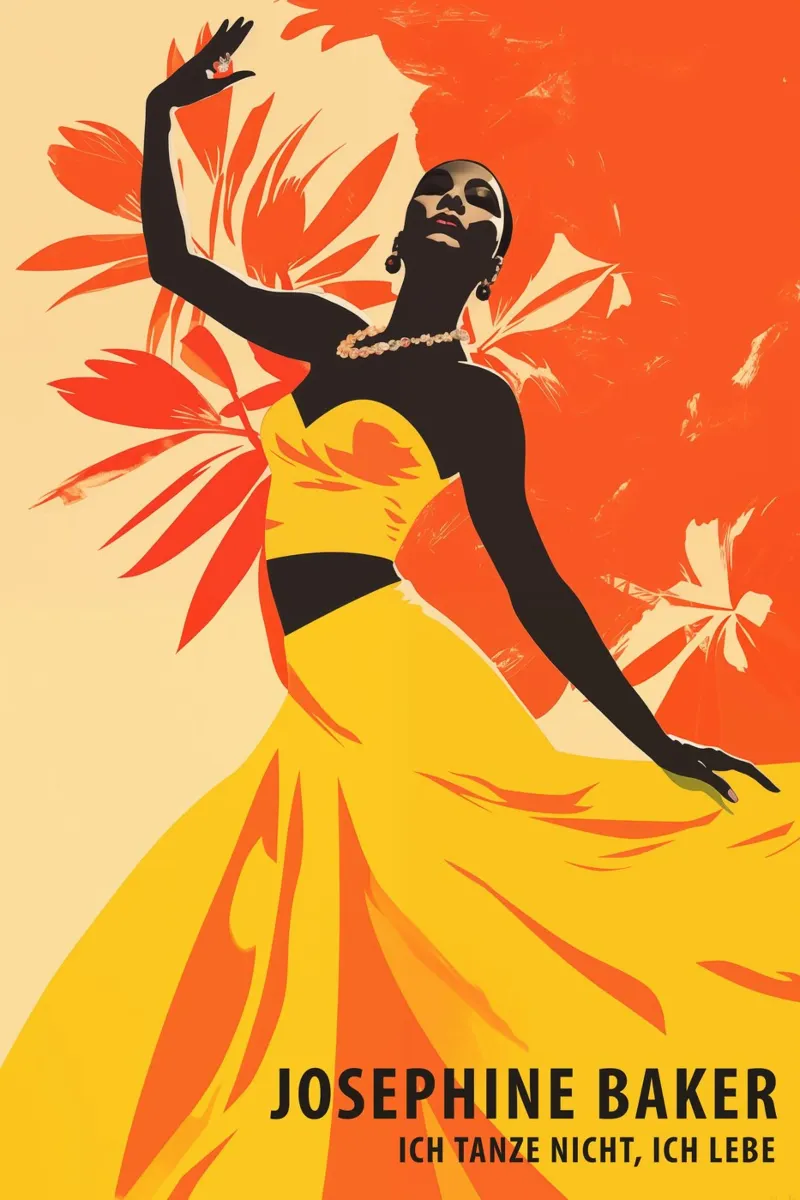 Josephine Baker | Ik dans niet, ik leef poster met kunststof frame van Autofocus