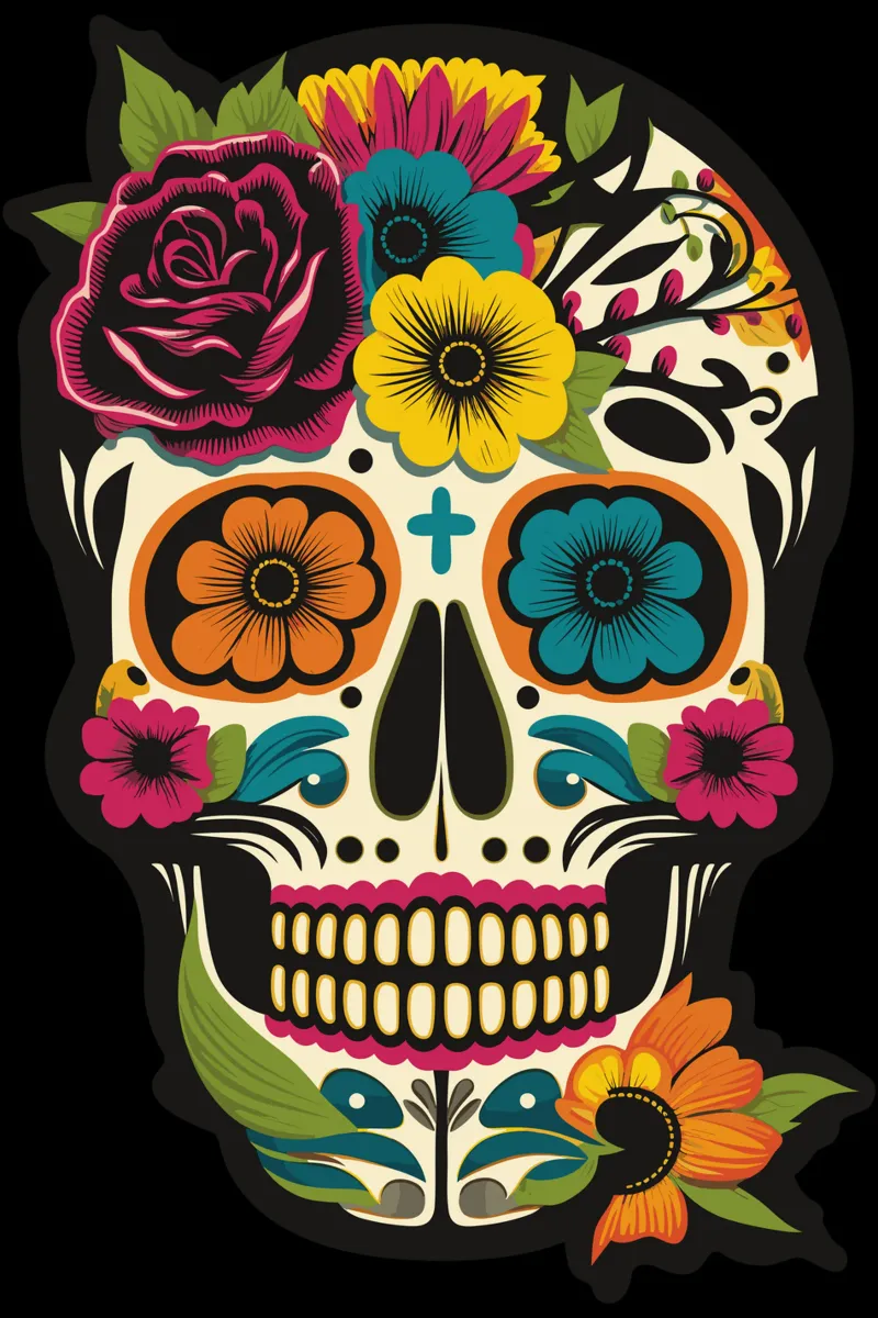 Dia de Los Muertes skull with flowers for Halloween hahnemühle by Autofocus