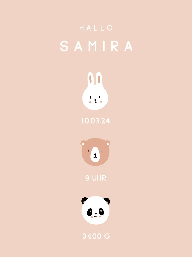 Baby Animals | Blush poster with plastic frame by mymia