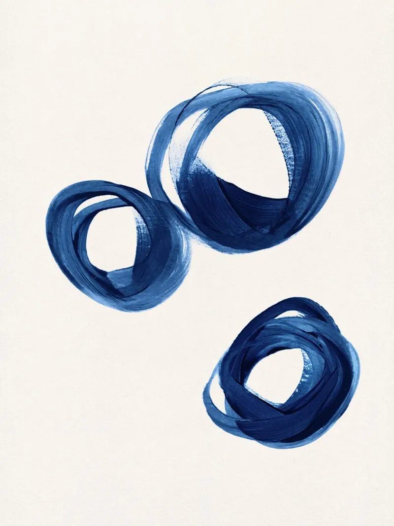 Strokes 8B | 3 Indigo Enso Circles carta hahnemühle da sabidussi