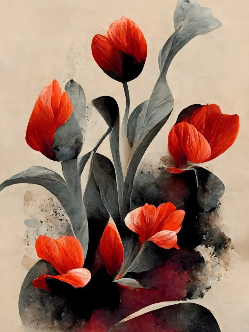Red Tulips carta hahnemühle da treechild