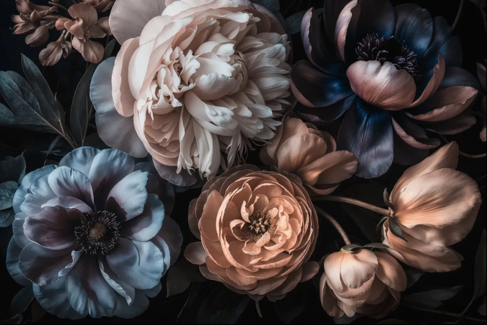 Stimmungsvoller barocker Mitternachtsblumengarten Hahnemühle von Andrea Haase Floral Passion