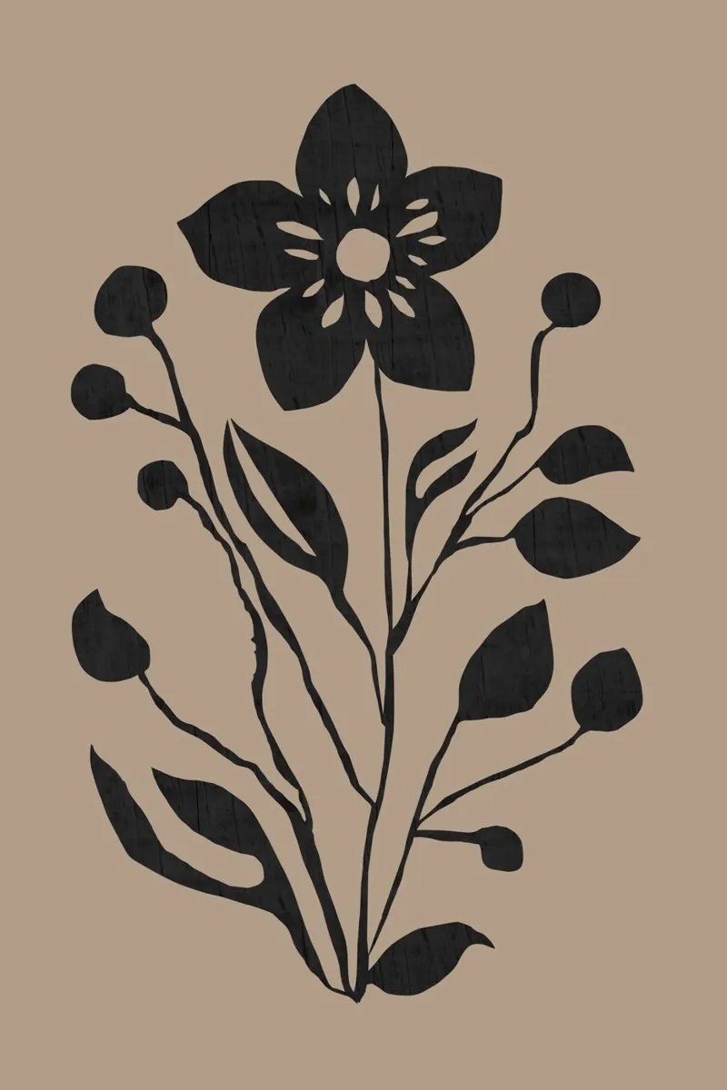 Fiore nero Silhouette botanica moderna poster da Cartissi