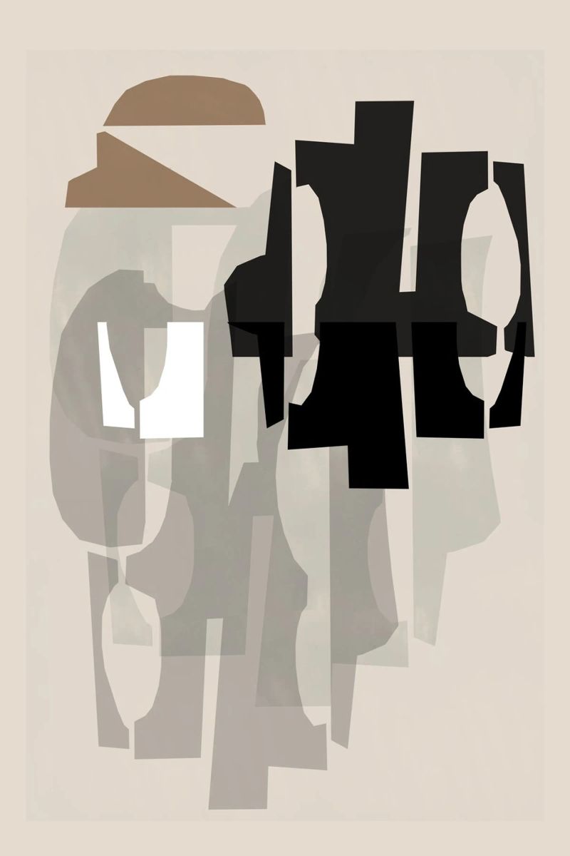 Rilievo in bianco e nero e marrone 1 poster con telaio in legno da Cartissi