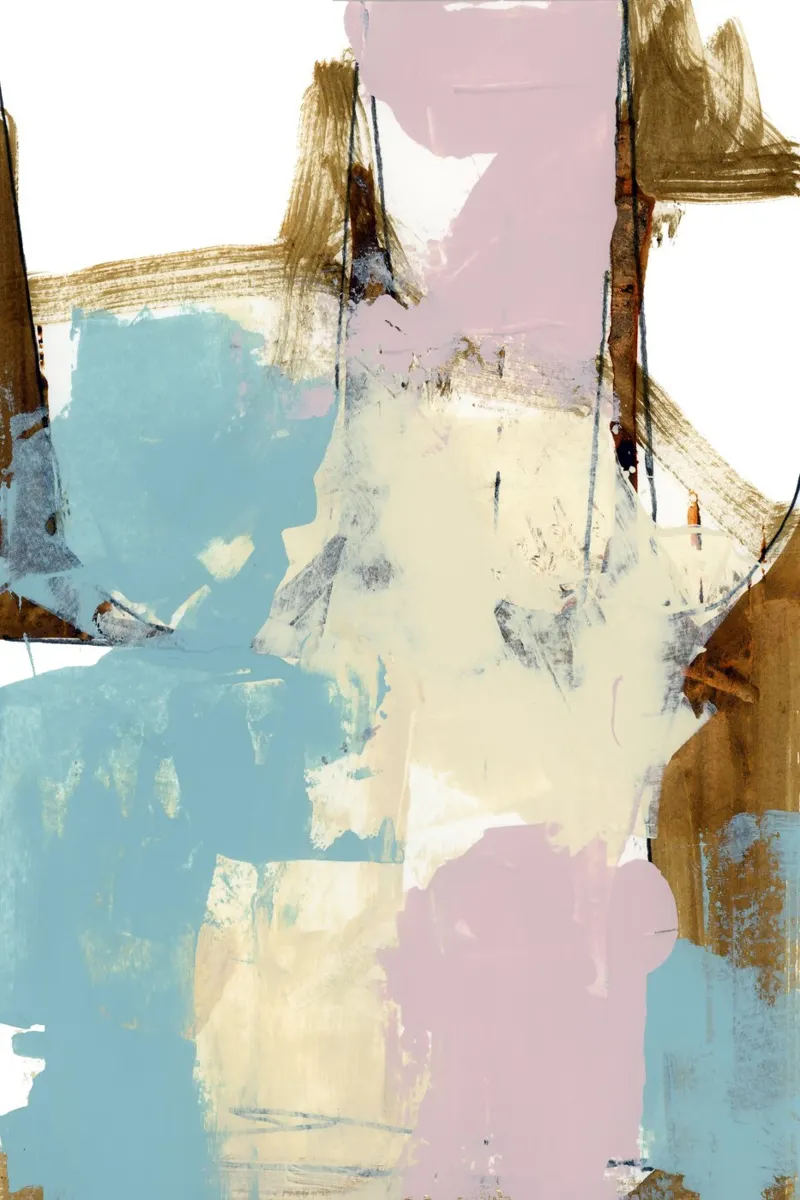 Blauw Roze Dusky Abstract 1 canvas met Baklijst van Cartissi