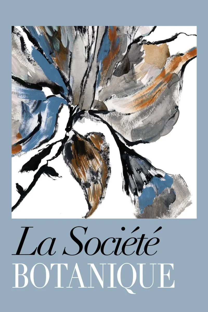 Fiore blu II Società Botanica poster con telaio in legno da Cartissi