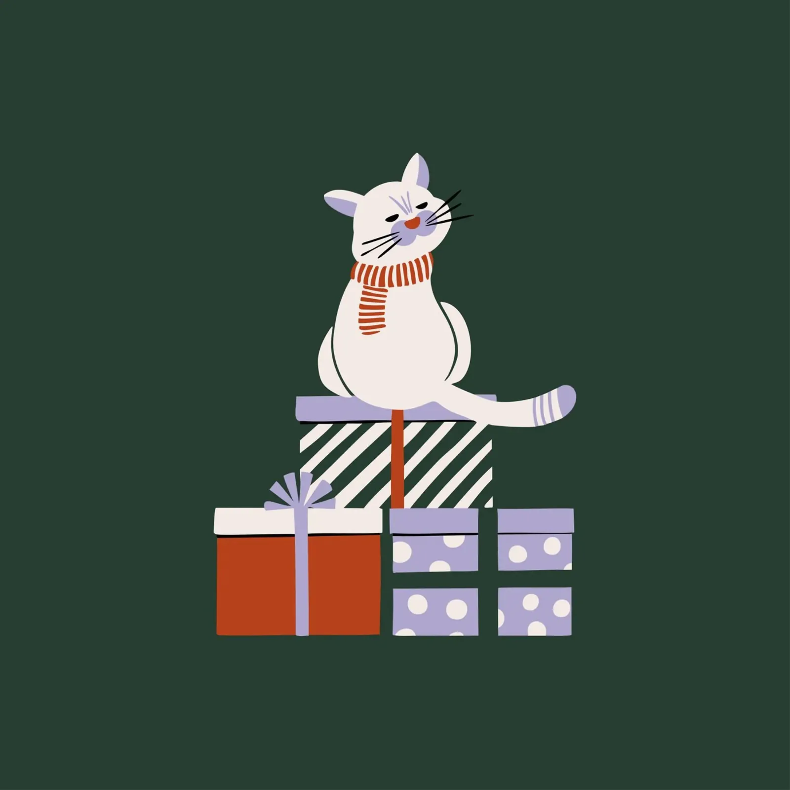 Merry Catmas | dunkelgrün poster con telaio in legno da modeern